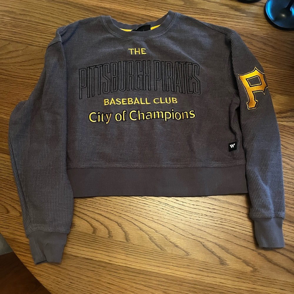 Pittsburgh Pirates Crew Neck Sweater - Gray with Yellow Accents